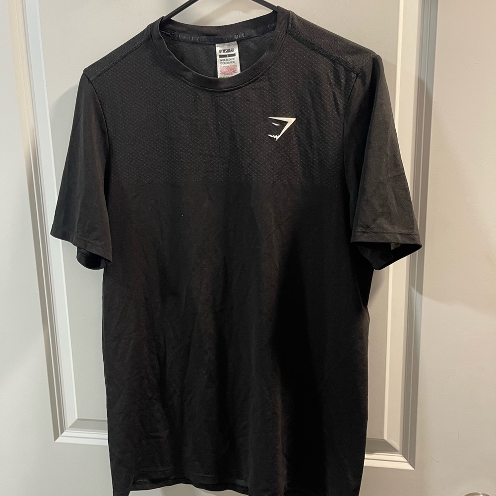 Gymshark Men’s Black Short-Sleeve Performance Tee with White Logo